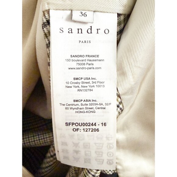 Sandro Victory Plaid Back Cotton Trench Coat 36/S - Picture 12 of 16